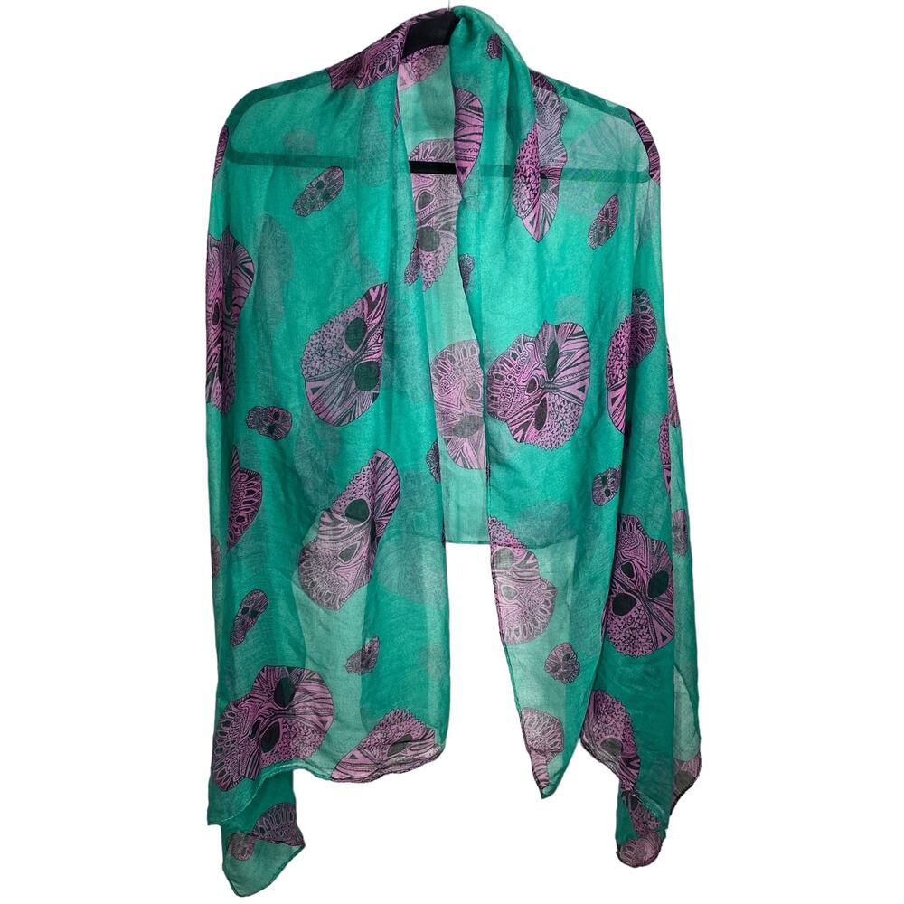 Skull Scarf Green Purple Black - Picture 3 of 13